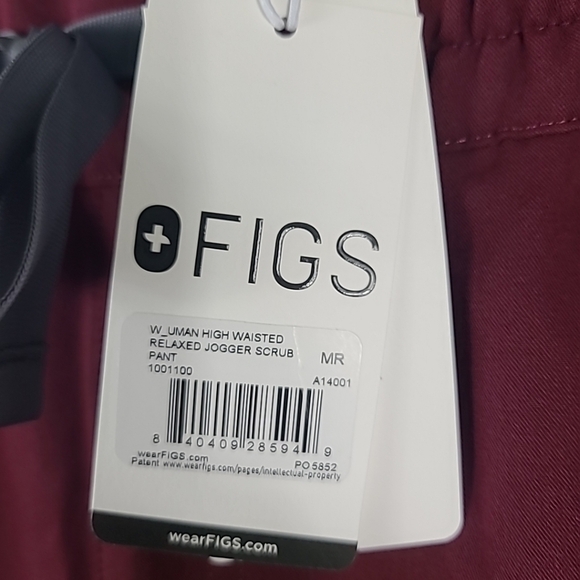 NWT FIGS High-waisted UMAN Relaxed Jogger Burgandy Sz M - Picture 5 of 8